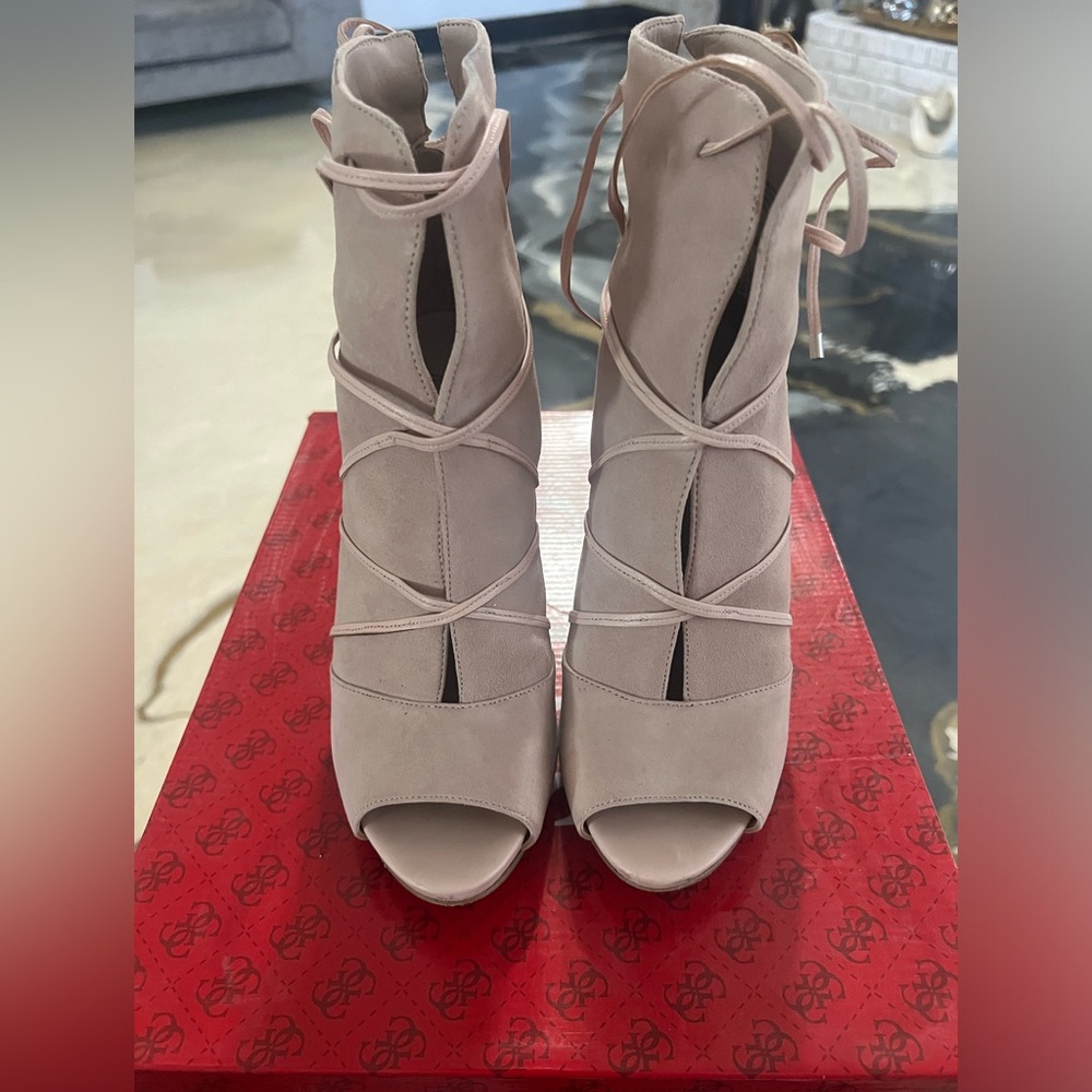 Guess Ayana Peep toe Lace-Up Booties